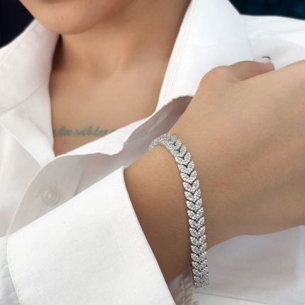 دستبند نقره زنانه جواهری کد 151