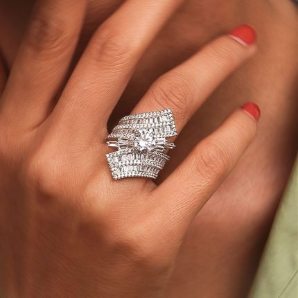 انگشتر نقره زنانه جواهری کد 154